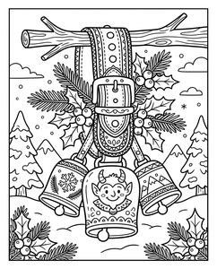 Alpine Krampus Bells Line Art